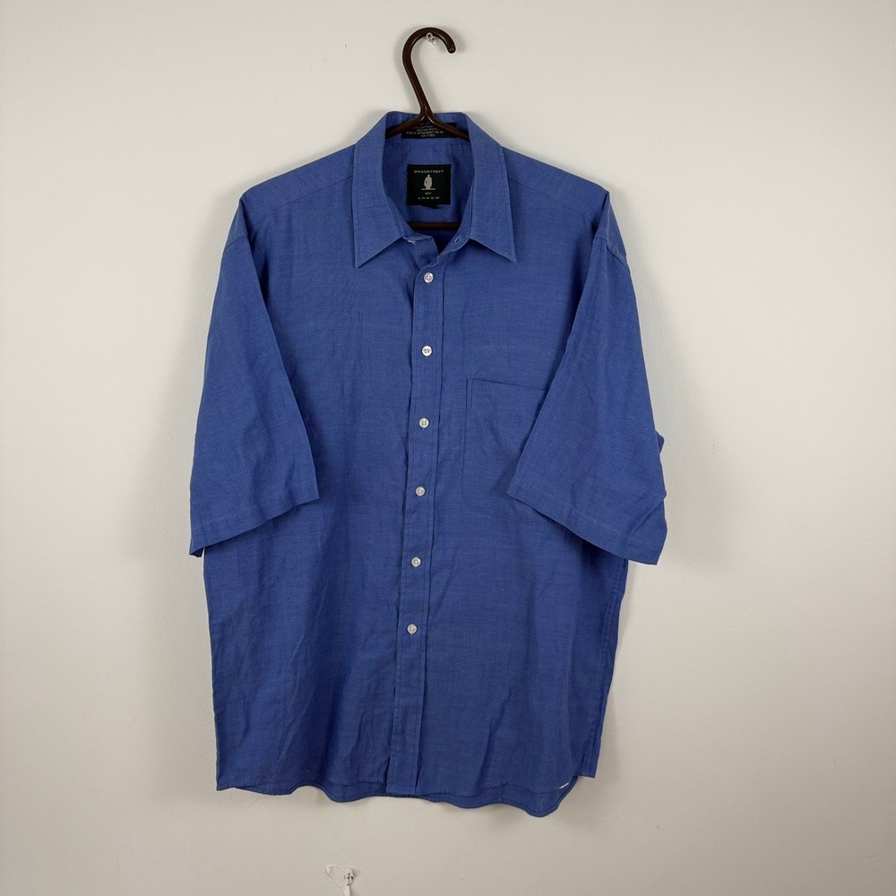 ✨3/$20 Bradstreet by Arrow Mens Blue Short Sleeve Button Down Shirt Size 16‎
